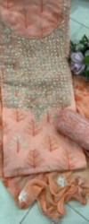 Peach Embroidered Cotton Prints Suit
