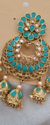 Turquoise Gold Plated Jhumki Earrings