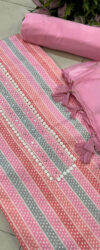 Designer Pink Cotton Printed Sequins Pant Style Suit