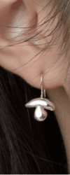 925 Sterling Silver Mushroom Minimalist Dangler Earrings