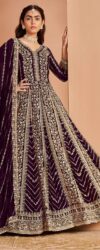 Heavy Embroidered Wine Georgette Wedding Anarkali Suit