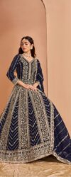 Heavy Embroidered Royal Blue Georgette Wedding Anarkali Suit