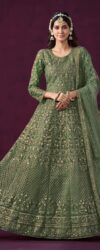 Green Embroidered Net Floor-Length Anarkali Suit