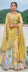 Yellow Multicolor Floral Embroidered Bridal Lehenga Choli