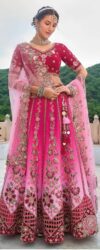 Luxurious Wedding Wear Pink Ombre Floral Embroidered Bridal Lehenga Choli