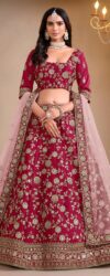 Pink Bridesmaids Style Art Silk Wedding Lehenga Choli