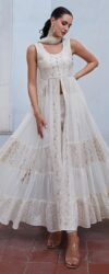 Off  White Front Slit Style Georgette Pant Suit
