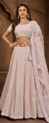 Elegant Light Pink Net Bridal Lehenga Choli