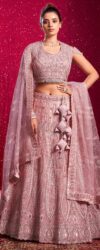 Elegant Dusty Pink Heavy Embroidered Bridal Lehenga Choli